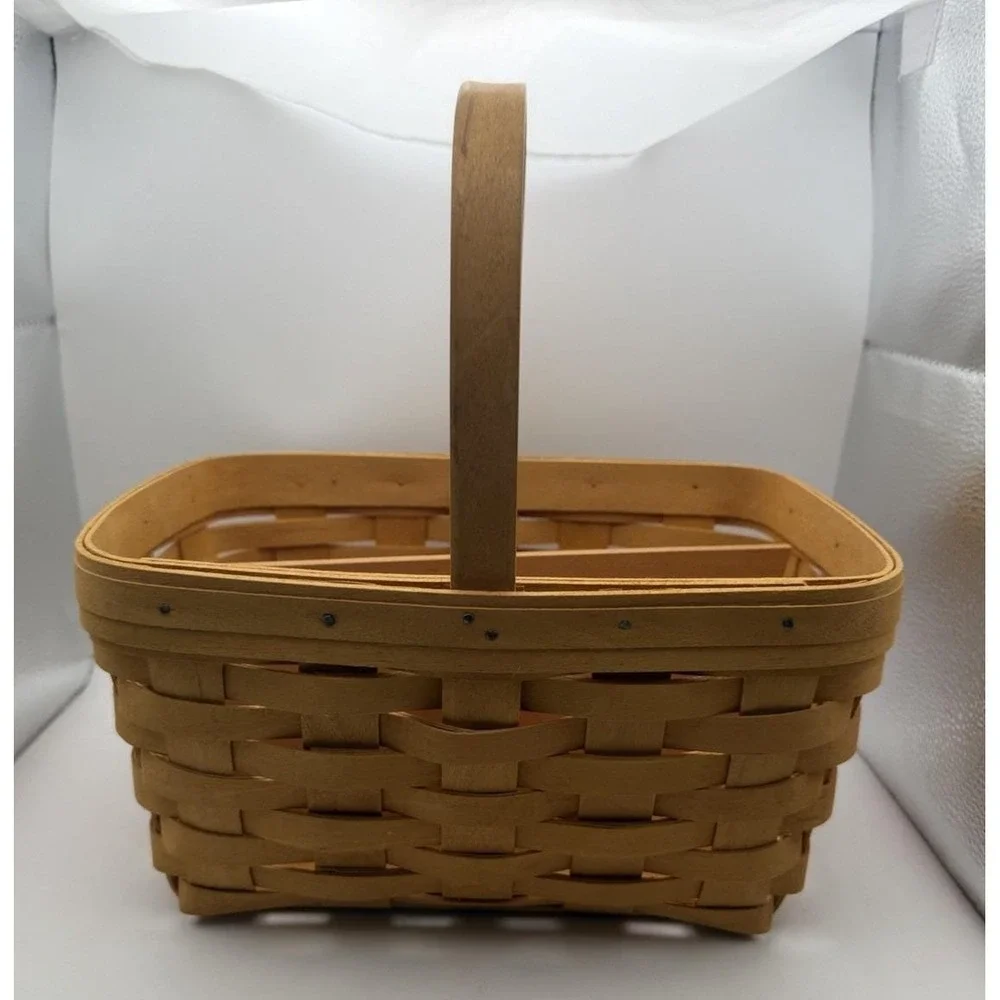 Longaberger 1999 Hostess Basket w Divider Wood Handle Organizer Condiment Caddy